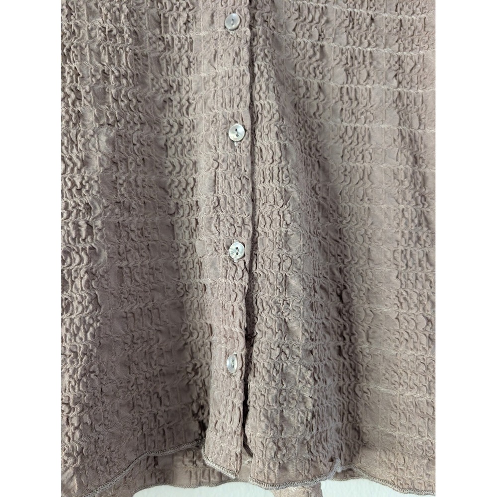 Joie Womens XS Taupe Smocked Crinkle Textured Button Down Shirt Fairy Goblincore - Picture 9 of 10